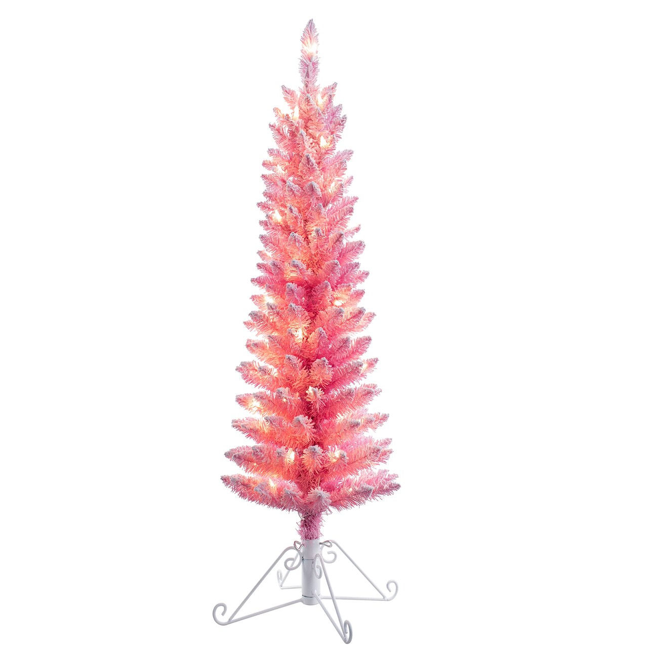 Haute Decor 4 Foot Prelit Cotton Candy Flocked FIR Christmas Tree with 50 Incandescent Lights